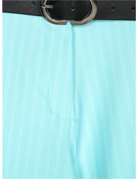 Pantalón wide-leg rayas finas con cinturón