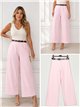 Pantalón wide-leg rayas finas con cinturón