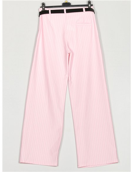 Pantalón wide-leg rayas finas con cinturón