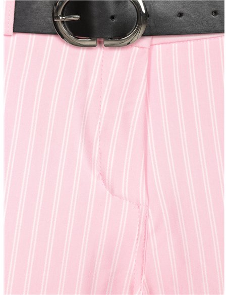 Pantalón wide-leg rayas finas con cinturón