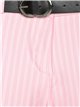 Pantalón wide-leg rayas finas con cinturón