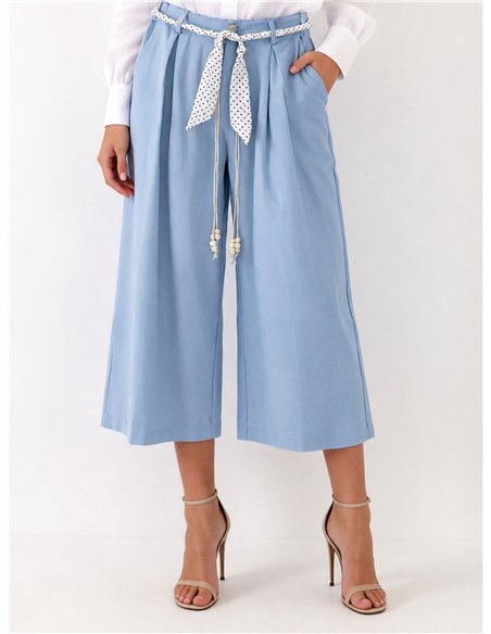 Pantalón culotte con cinturón de lunares