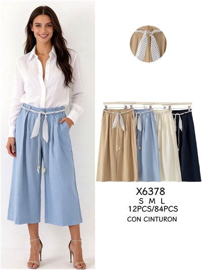 Pantalón culotte con cinturón de lunares 2