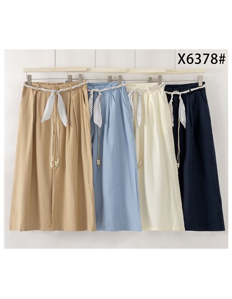 Pantalón culotte con cinturón de lunares