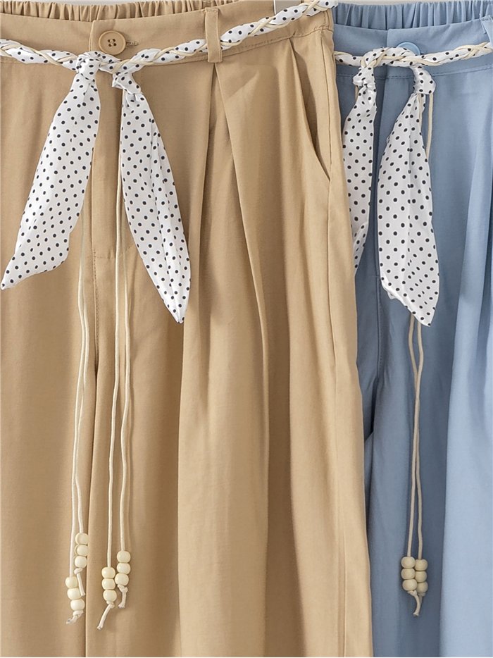 Pantalón culotte con cinturón de lunares