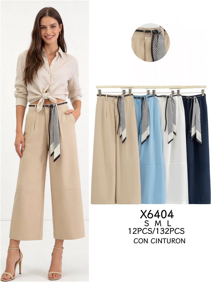 Pantalón wide-leg con cinturón pañuelo