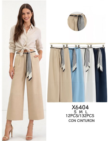 Pantalón wide-leg con cinturón pañuelo
