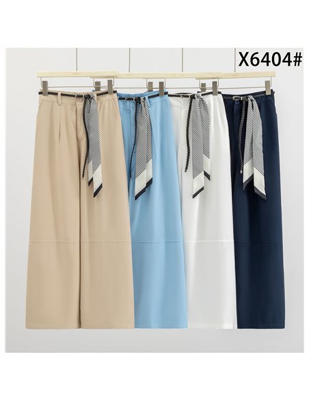Pantalón wide-leg con cinturón pañuelo