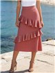 Falda midi de cuadros vichy con volantes
