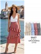 Falda midi de cuadros vichy con volantes