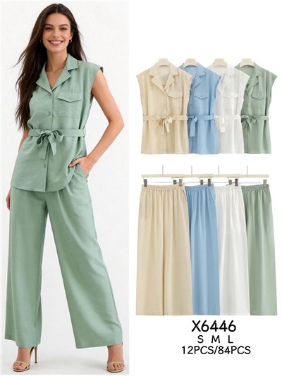 Conjunto camisa sin manga y pantalón palazzo 2