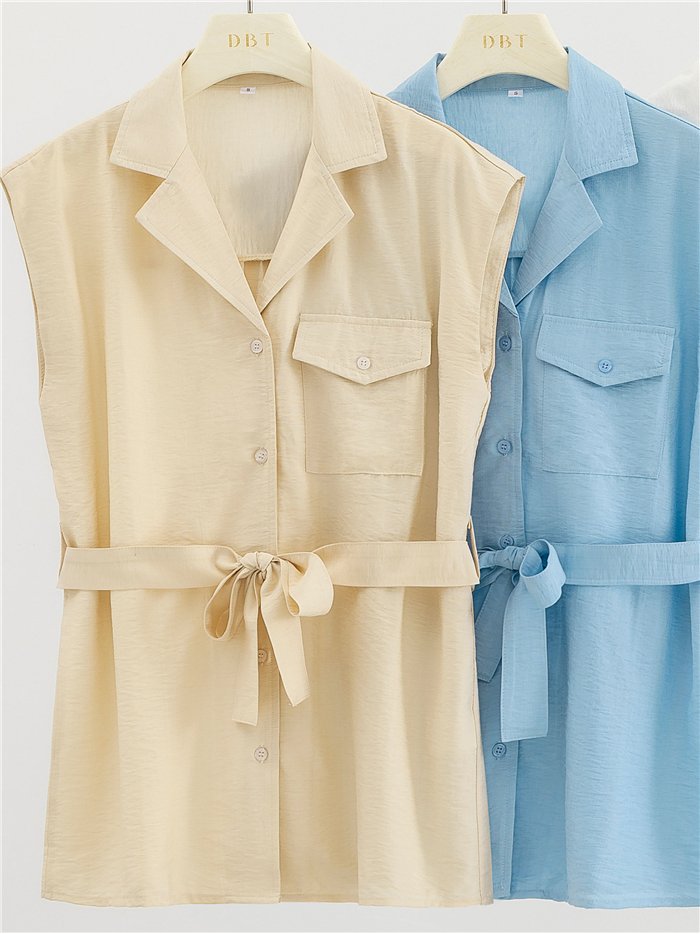 Conjunto camisa sin manga y pantalón palazzo