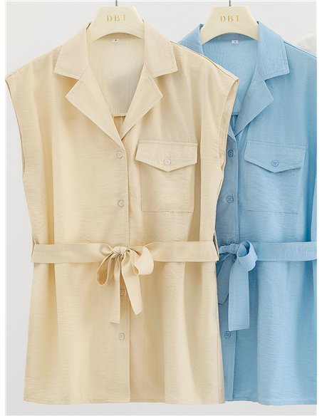 Conjunto camisa sin manga y pantalón palazzo
