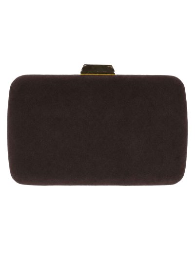 Bolso clutch de fiesta antelina marrón