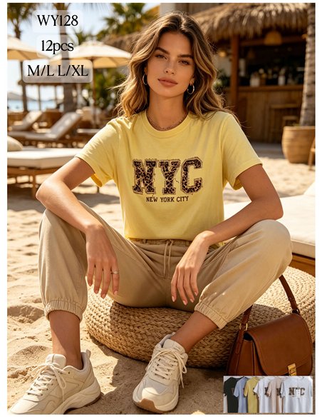 New Yorker T-Shirt mit Tiermuster