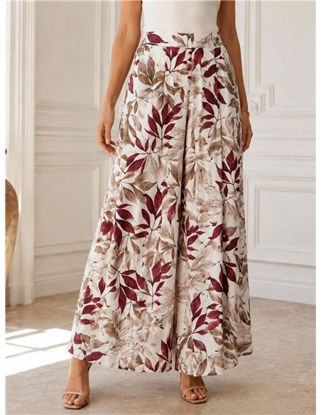 Pantalón palazzo estampado hojas