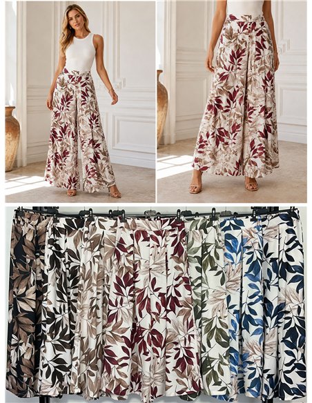 Pantalón palazzo estampado hojas