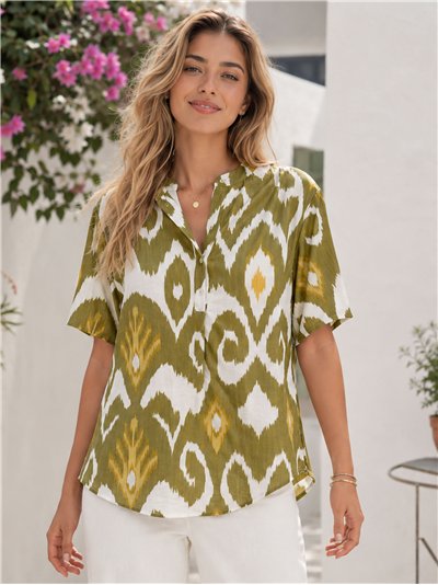 Blusa fluida estampada ikat