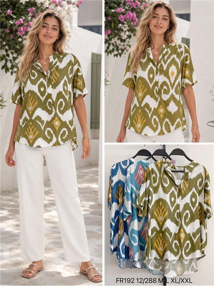 Camicetta fluida con stampa ikat