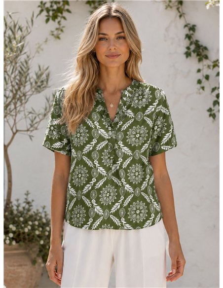Camicetta fluida con stampa boho