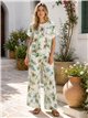 Conjunto blusa estampada floral y pantalón