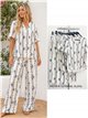 Conjunto blusa estampada étnico y pantalón