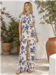 Conjunto camisa estampada floral acuarela y pantalón