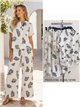 Conjunto blusa estampado hojas y pantalón