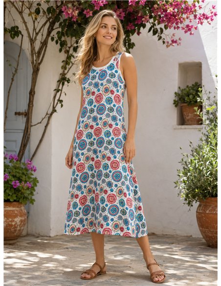 Ärmelloses Midikleid mit Mandala-Print