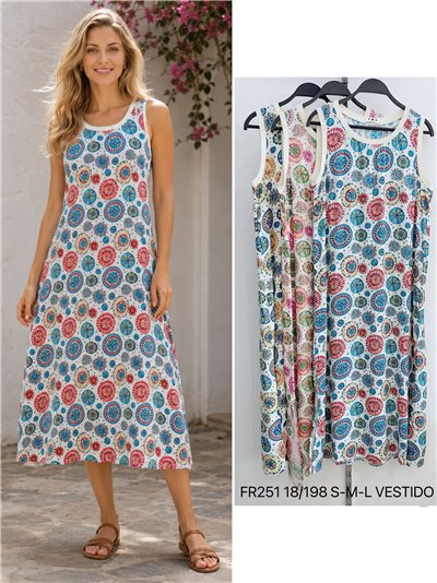 Vestido midi sin mangas estampado mandalas 2