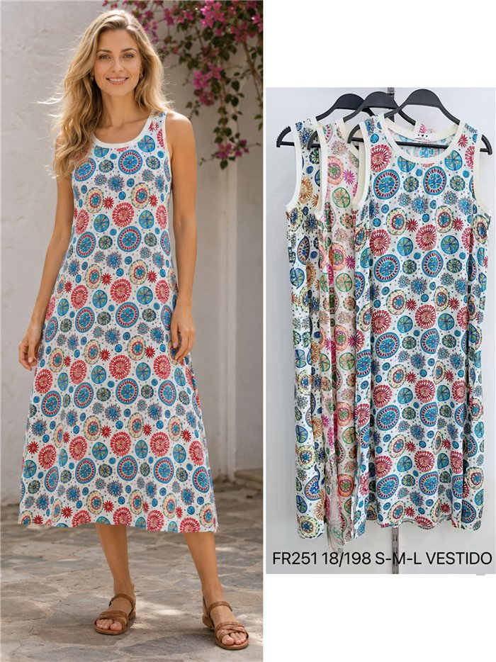 Ärmelloses Midikleid mit Mandala-Print