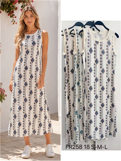 Vestido midi sin mangas estampado étnico 2
