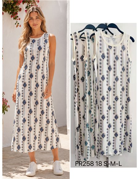 Robe midi sans manches à imprimé ethnique