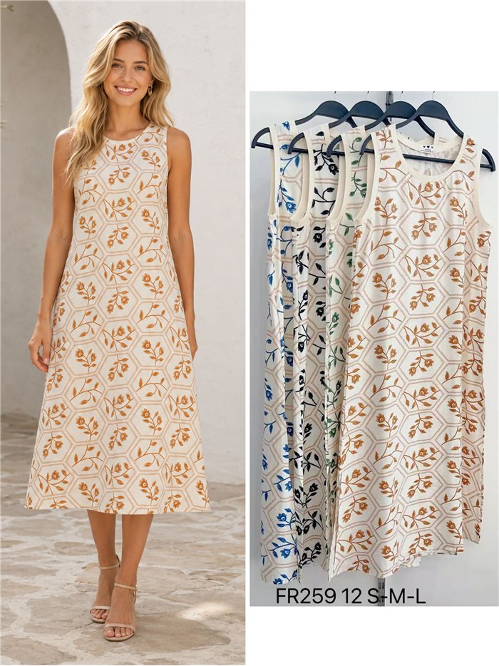 Ärmelloses Midikleid mit geometrischem Muster