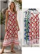 Robe midi sans manches à col en V et imprimé ikat