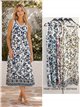 Ärmelloses Midikleid mit V-Ausschnitt, Blumenmuster und Bordüre
