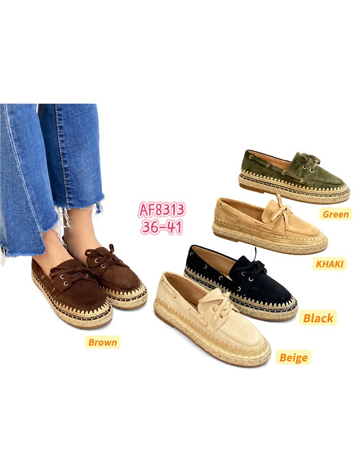Mocasín plataforma esparto con cordones