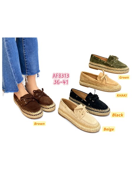 Mocasín plataforma esparto con cordones