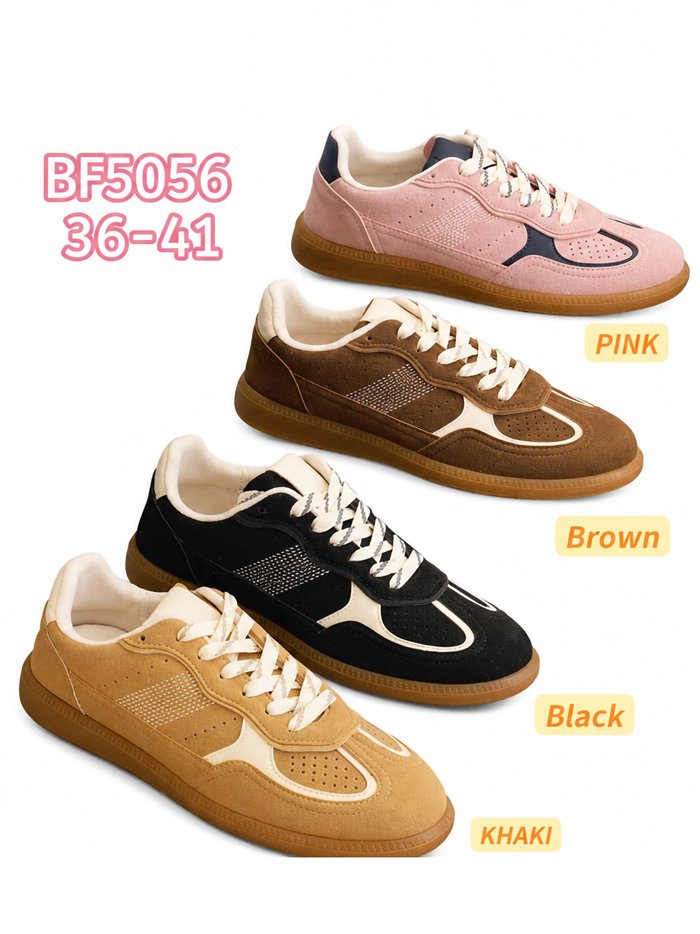 Zapatilla casual retro con paneles combinados