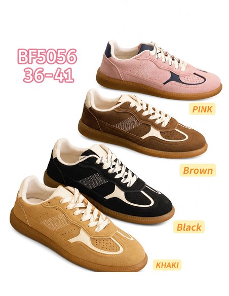 Zapatilla casual retro con paneles combinados