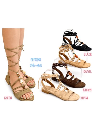 Sandalia romana con cordones y cuentas 2