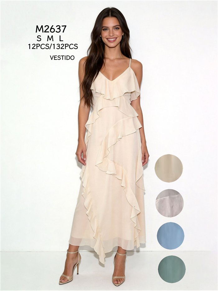 Chiffon-Midikleid mit Rüschen
