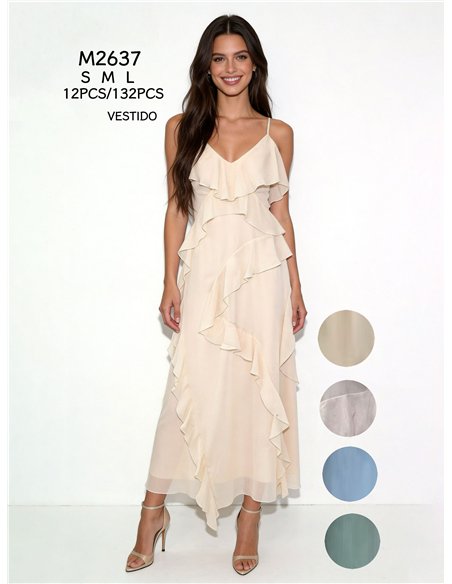 Chiffon-Midikleid mit Rüschen