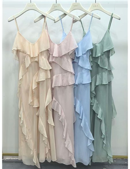 Chiffon-Midikleid mit Rüschen