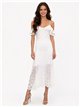 Midikleid aus Spitze mit Rüschen