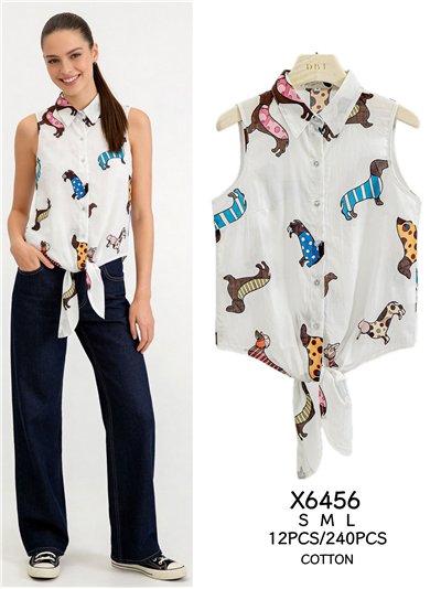 Camisa sin mangas con estampado perro salchicha 2
