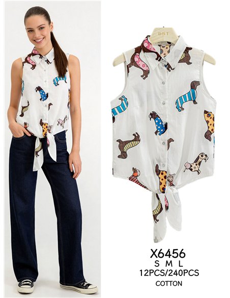 Camisa sin mangas con estampado perro salchicha