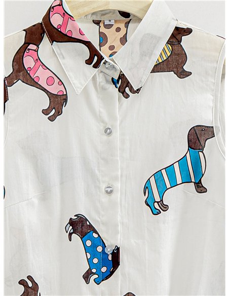 Camisa sin mangas con estampado perro salchicha