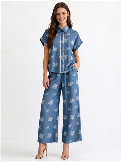 Conjunto camisa estampado y pantalón