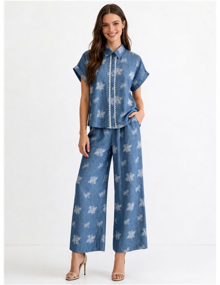 Set aus bedrucktem Hemd und Hose